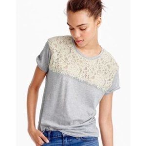 J CREW ~ Lace T-Shirt Heather Steel Size Medium